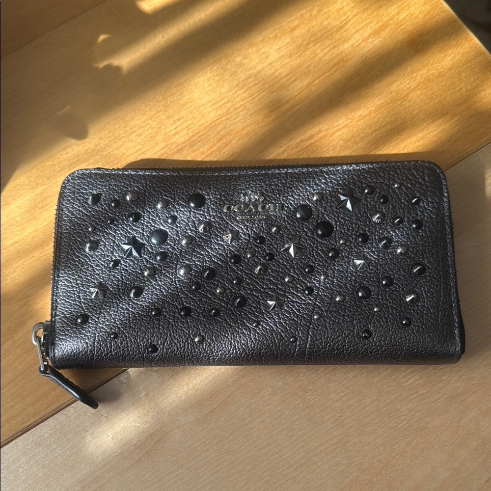 Coach metallic black Studded Wallet